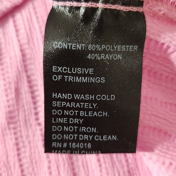 Calessa Tunic Embroidered Jewel Notch Neck Wrist Length Sleeve Pink Pull-On SZ L - Picture 14 of 15